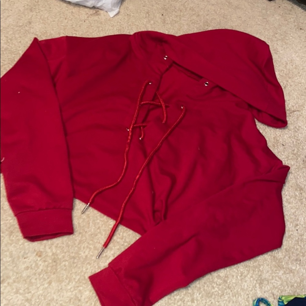 Cropped vneck hoodie